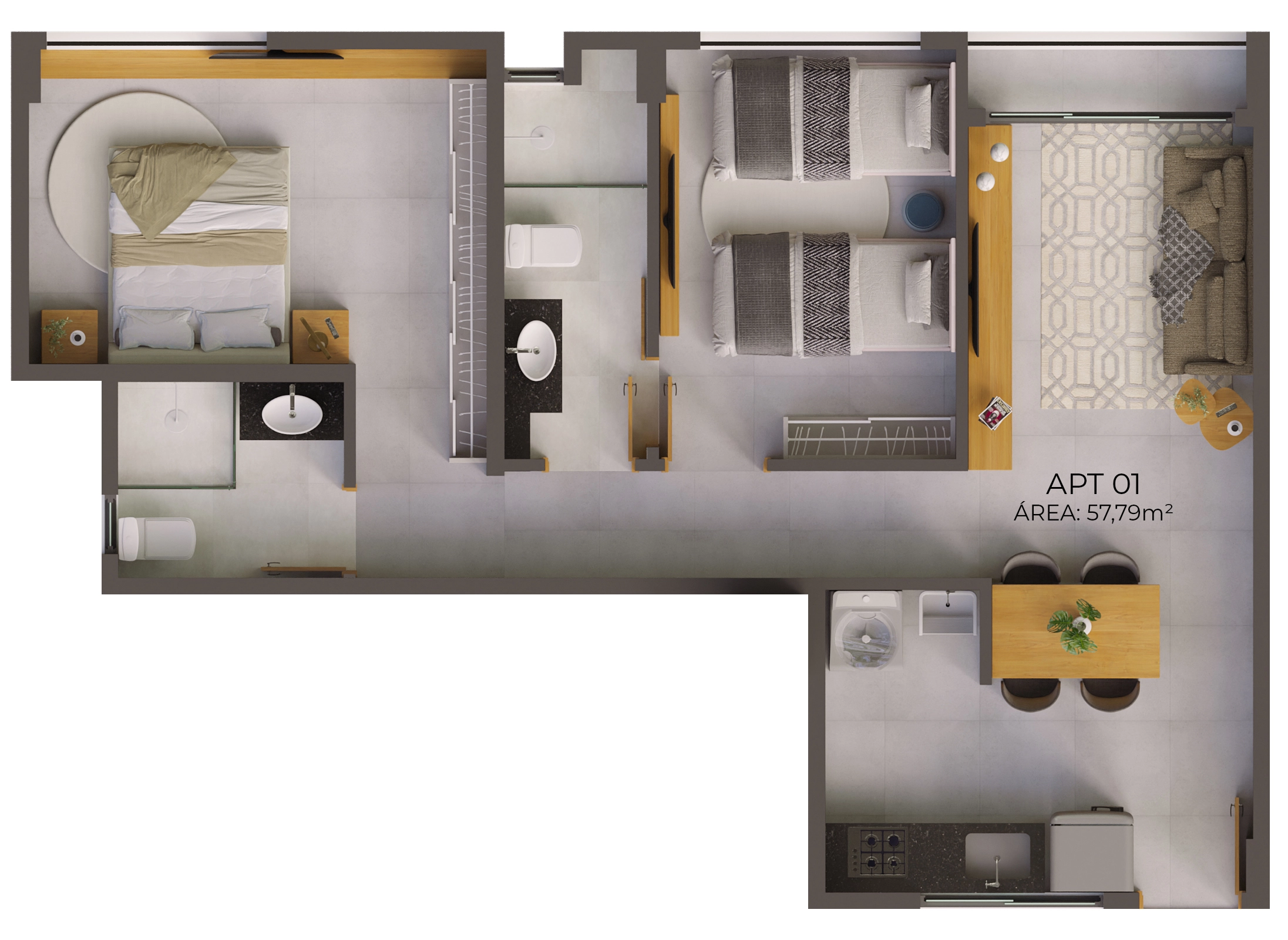 Apartamento de 57m²